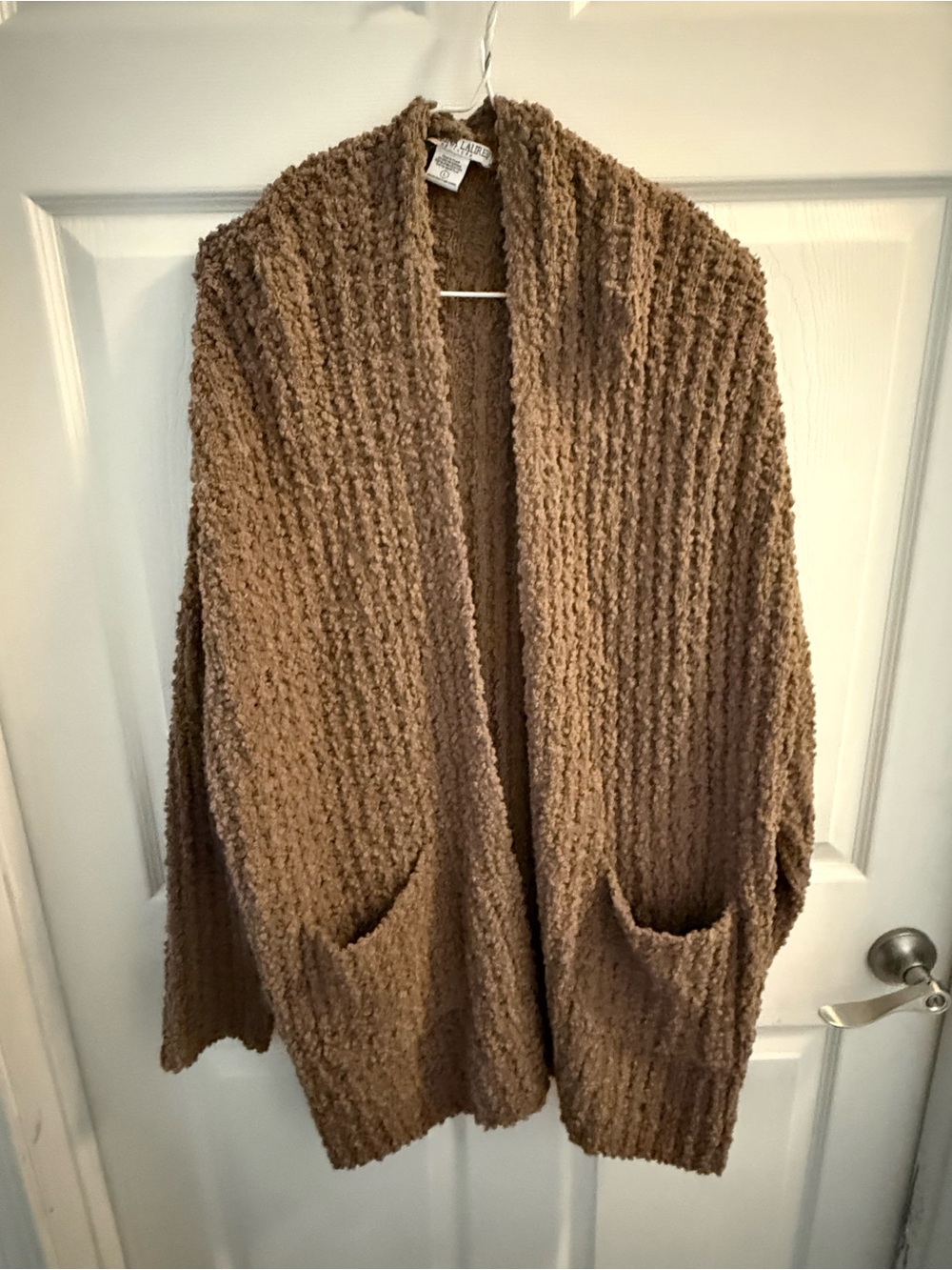Cozy Open-Front Cardigan in Taupe Brown